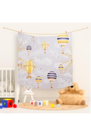 Hafy Baby Organik Pamuk Uçan Balon Desenli Müslin Bebek Örtüsü