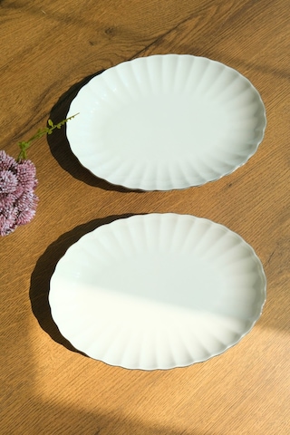 Kütahya Porselen Bone Luz Platin File Kayık Tabak 27x19cm Bnlzf28ky220 2 Li Krem