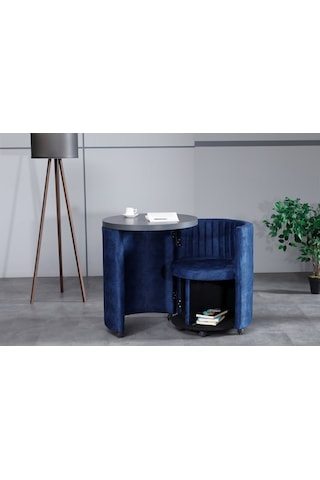 Marvel Tezgahlı Depolama Alanlı Tekerlekli Nubuk Kumaş Puf - Bench