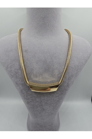 Vip Zara Model Kalın Zincir Plaka Kolye Altın