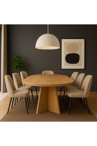 Kanatlı 180x90x75 Kalın Kenar 36mm Yemek Masası Mutfak Masası Çok Amaçlı Masa Sadece Masa Safir Meşe