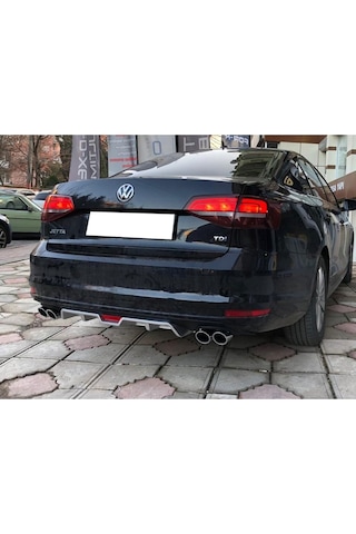 Vw Jetta Uyumlu Mk6 Fl Gri Difüzör 4 Krom Egzoz Görünümlü Difizör Arka Ek Body Kit 2015-2018