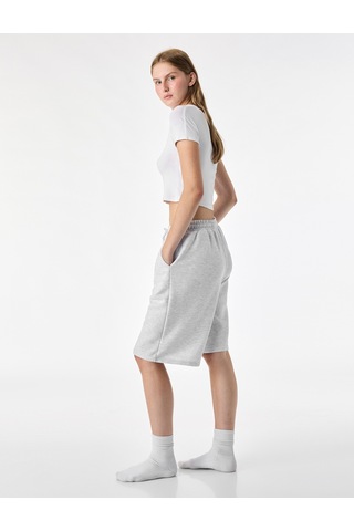 Koton Beli Lastikli Pamuk Karışımlı Rahat Kesim Şort Pijama Altı Gri Melanj 7wlk40269mk