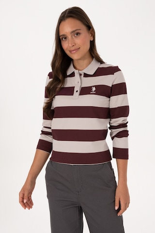 U.S. Polo Assn. Kadın Bordo Çizgili Polo Yaka Sweatshirt 50314207-VR177