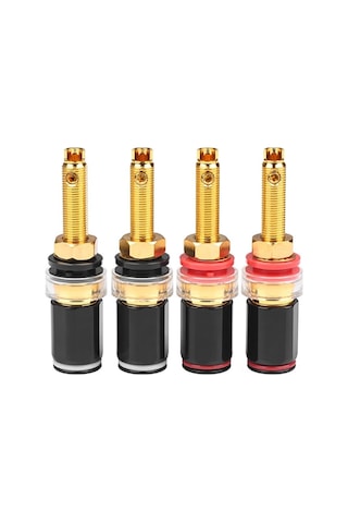 Geeksen 4 Adet Bakır Muz Tipi Dişi Bağlayıcı, Altın Kaplı Yüksek Kaliteli Ses Amfi Terminali