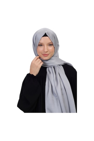 Çift Taraflı Düz Jakar Şal Parlak & Mat Dokulu, Özel Gün Şalı, Düz Renk Açık Gri