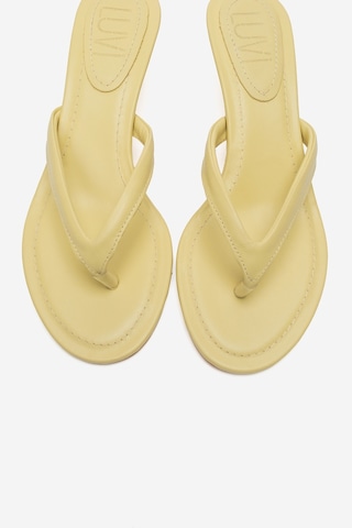 Luvi Shoes Norell Sarı Cilt Parmak Arası Kadın Topuklu Terlik