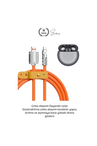 Şarjkablosu 3in1 Manyetik Hızlı Şarj Kablosu 120w Type C Lightning Micro Usb Çinko Alaşımlı 1.2 Met