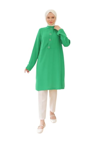 Levidor Kare Çıtçıtlı Tunik 24yt451 Yeşil