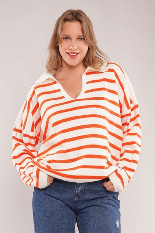 Gabria Çizgili Kazak Oranj