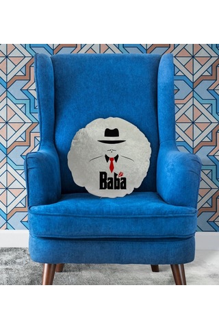 Bk Gift Baba Godfather Tasarımlı Yuvarlak Dekoratif Kırlent Yastı (505937188)