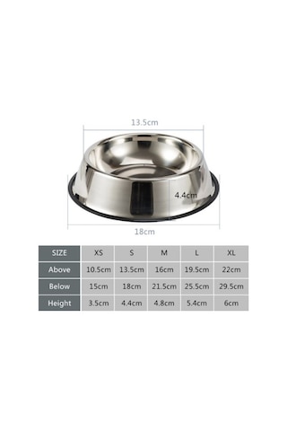 Paslanmaz Çelik Metal Mama Kabı 18 Cm Çok Renkli