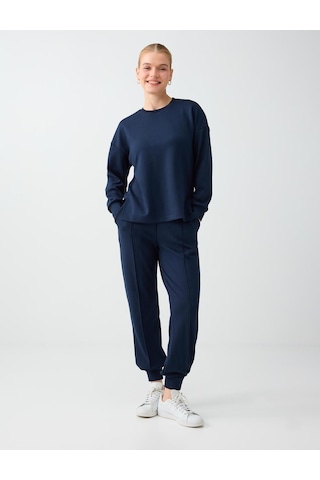 Jimmy Key Lacivert Yüksek Bel Dar Paça Cepli Jogger Pantolon 6ww188602494