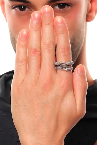 Erkek Antik Gümüş Kaplama 2'Li Kartal Pençesi Yüzük N11.11539 Çok Renkli