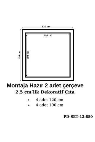 Montaja Hazır 2 Adet Çerçeve 2,5 Cm'lik Pd-set-12: 880