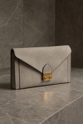 Clutch Mıknatıslı Abiye El Çantası Açık Gri