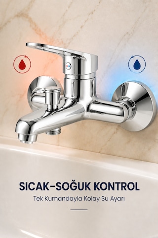 Krom Sıcak Soğuk Aç Kapa Mix Tek Kollu Banyo Bataryası