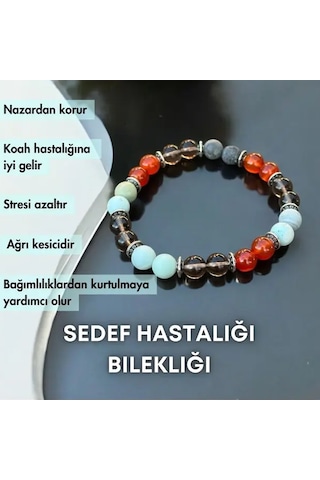 Sedef Hastalığı Bilekliği - Gerçek Doğal Taş Bileklik Çok Renkli