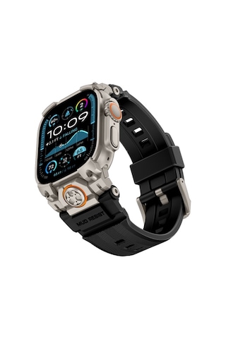 Watch Ultra 49mm Uyumlu Mohseven İwatch Armor Silikon Kordon Titanyum-siyah