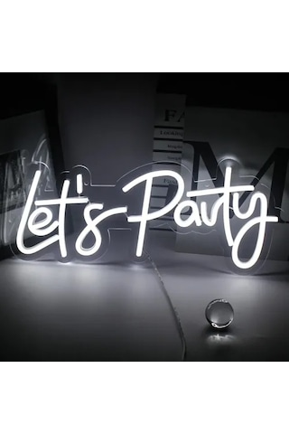 Let's Party Neon Led Tabela Beyaz