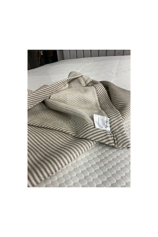 Delta Soft Keten Pamuk Pike Yatak Örtüsü 220 230cm Çift Kişilik Kahve Kahve