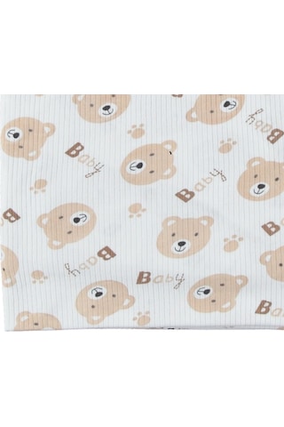 Penye Bebek Battaniye Kaliteli Kumaş Pamuklu Ayıcıklı Bebek Batta Kahverengi
