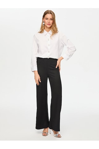 Faik Sönmez Beli Lastikli Triko Görünümlü Wide Leg Fit Pantolon S26pnt032 Us26pnt03210 Siyah