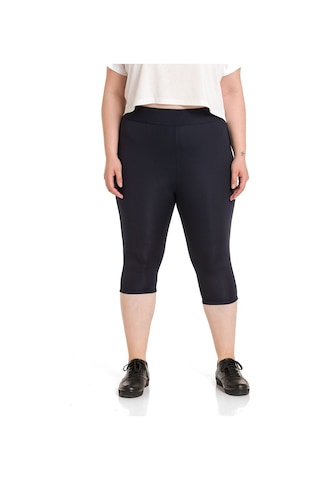 Büyük Beden Karyoka Dikişli Diz Altı Lacivert Bayan Tayt