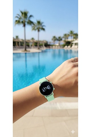 Mint Led Dijital Kol Saati Silikon Kordonlu Unisex Modern Spor Kadın Erkek Saat Şık Minimal Pro Yeni Siyah