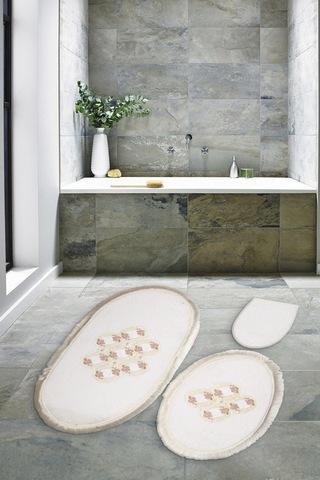Akasya Saçakli Banyo Takımı 2 Pcs Beyaz