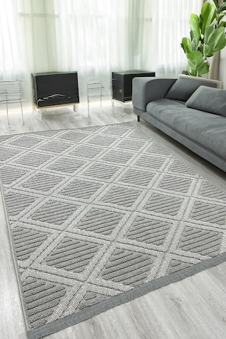 Lola İskandinav Dokuma Bukleli Gri Modern Kaymaz Salon Halısı Mutfak Halısı Koridor Halısı Yolluk Diğer