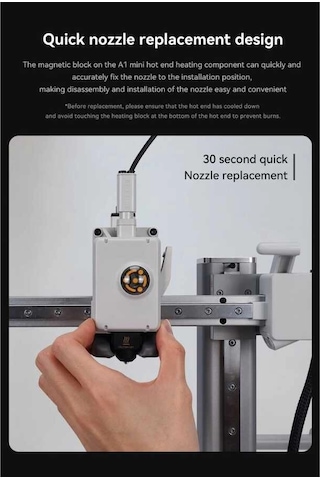 0.6mm Bambu Lab A1, A1 Mini Hotend Seti - Çelik Nozzle