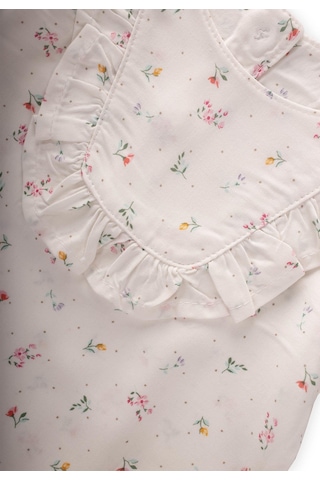 Cigit Çıtır Çiçek Desenli Bebe Takım 0-3 Yaş Ekru Ekru