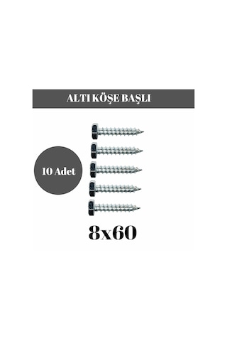 Trifon Vida 8x60 Mm Altı Köşe Anahtar Başlı Vida 10'lu Paket 8 x 60 MM
