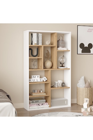 Robin Home Oscar Kitaplık 124cm Sepet-beyaz