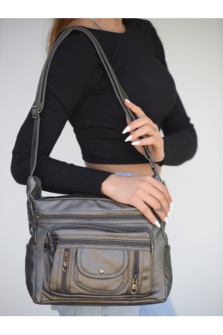 Jara Bag Pera Kadın Çapraz Çanta Yumuşak Dokulu, 7 Bölmeli Ve Geniş Kullanım Alanı Gümüş