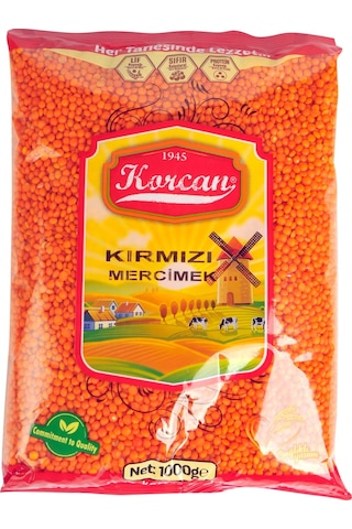 Korcan Kırmızı Mercimek 1 Kg X 12 Adet
