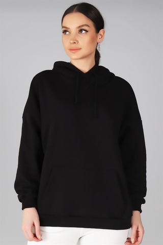 Sweetness Kadın Siyah Kapüşonlu Sweatshirt SIYAH