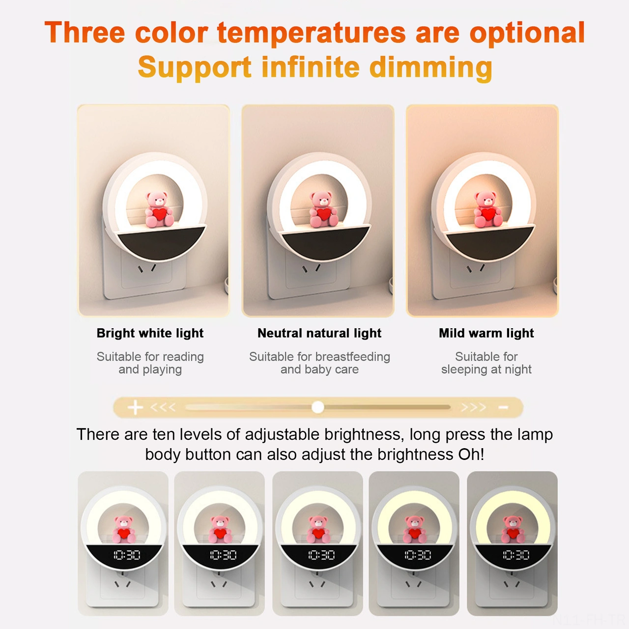 Folinda Led Gece Lambası, 3 Renk Sıcaklığı, Parlaklık Ayarlı, 3 Zamanlayıcı Seçeneği, Kumanda İle, 200mah Pil, Avrupa Standartı Çok Renkli