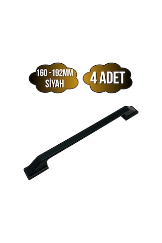 Vera Siyah Metal Dolap Kulpu Mobilya Ve Mutfak Dolap Kulpu Siyah 160-192mm 4 Adet Siyah