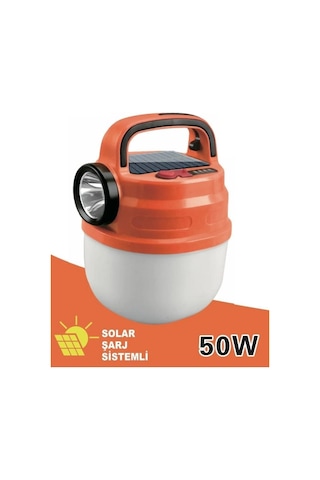 Powergold Pg-200 Solar Şarj Sistemli 50w Kamp Lambası Turuncu