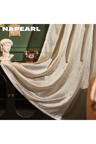 Altın 1 Pc Napearl Fransız Yaldızlı Tül Perde Rüya Gibi High-end Perde Işık Lüks Oturma Odası W100cm X L130cm Altın