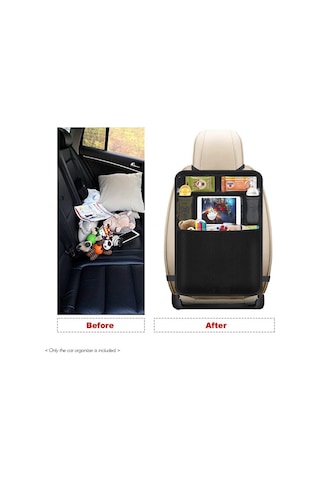 Youtek Araba Arka Koltuk Koruyucu Organizer Çantası - Su Geçirmez Nylon-pvc, 5 Bölmeli, 10.5 İnç Tablet Tutucu, Çocuk Eğlencesi Ve Depolama, Siyah, 1 Adet Siyah
