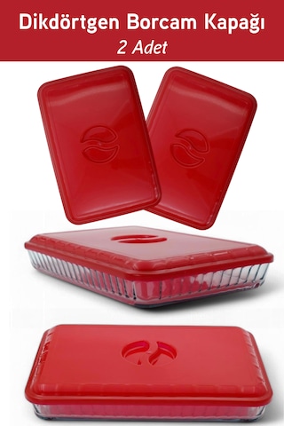 İronika Plastik Borcam Kapağı Dikdörtgen Kırmızı 2 Adet