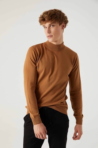 D's Damat Regular Fit Camel Pamuk Karışımlı Yarım Balıkçı Triko Kazak Camel