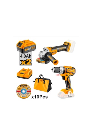 Ingco CKLI6015 Li-ion Akülü 2 'li Kombo Set - Matkap Ve Avuç Taşlama 2 Akülü