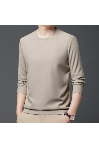 Erkekler Sonbahar Bahar Üst Düz Renk Yuvarlak Yaka Uzun Kollu Gevşek Kalın Yumuşak Kazak Rahat Orta Uzunlukta Basit Stil Elastik Erkek Kazak Yeşil