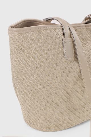 Housebags Doğal Hasır Krem Deri Askılı Plaj Çantası Hasır Krem