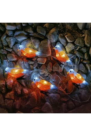 Dancemonkey Akrilik Kuş Işık Grubu Su Geçirmez Pil Kutusu Dekoratif Led Tatil Lamba Su Geçirmez İp44 Beyaz