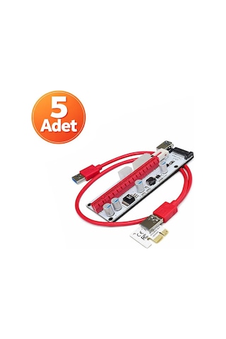 5 Adet - Ver008s Riser Kart - Pcı-ex 1x To 16x Usb 3.0 Ekran Kartı Uzatma Mining Adaptörü